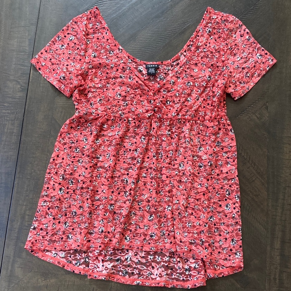 Torrid Womans Red Floral Top